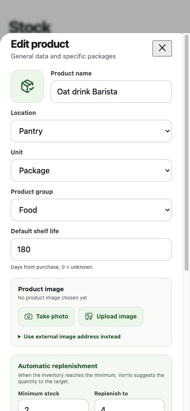 Vorrio product editing on a smartphone