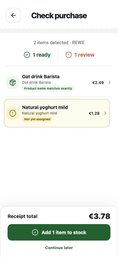Vorrio receipt check on a smartphone
