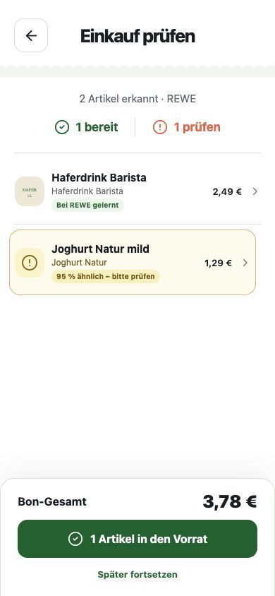 Vorrio Bon-Prüfung auf einem Smartphone